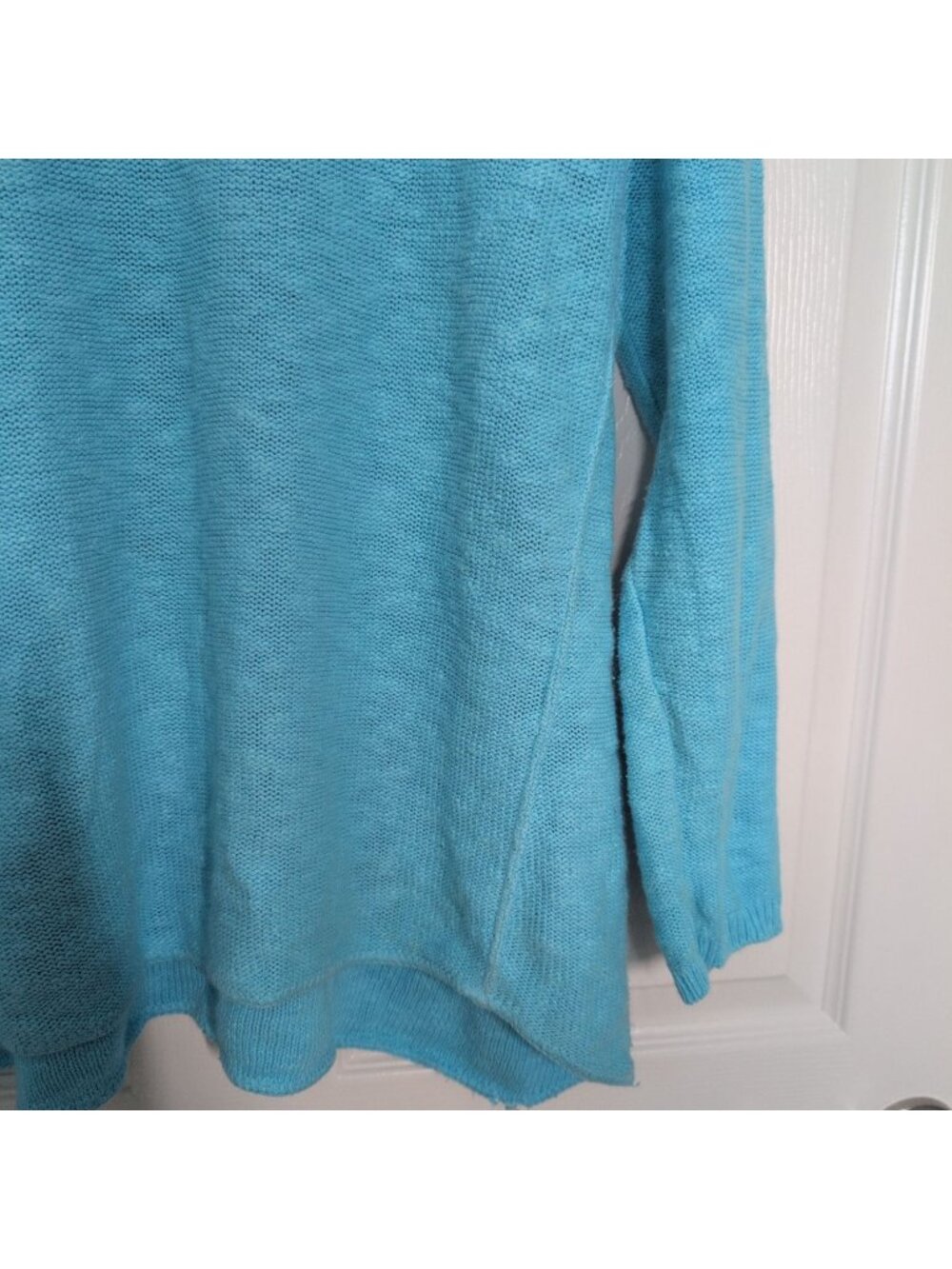 Avalin Shirt Womens One Size Aqua Blue Beach Coastal Lagenlook Boxy Scoop Neck L - Picture 3 of 5